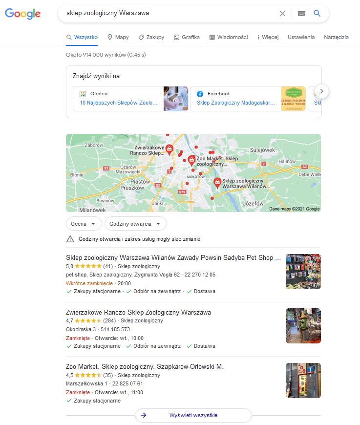 Wyniki lokalne - Wyniki wyszukiwania Google - Słownik - The Digital Marketing